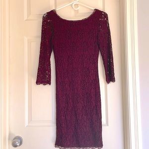 Babaton Aritzia Rafael Lace Dress - Burgundy